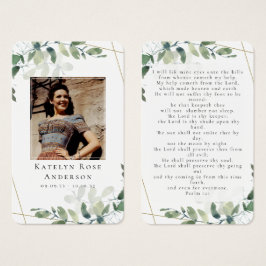 Eucalyptus Photo Funeral Memorial Prayer Card Visitkort