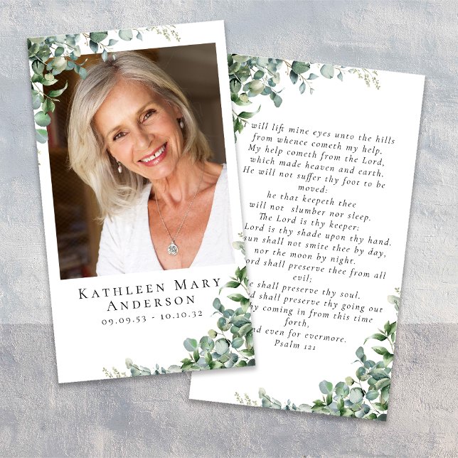 Eucalyptus Photo Funeral Memorial Prayer Card Visitkort (Skapare uppladdad)