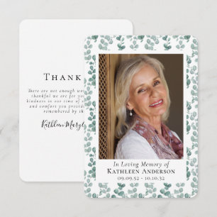 Eucalyptus Photo Funeral Sympathy Tack Anteckningskort