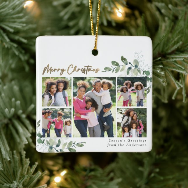 Eucalyptus Photo Gold Foil God jul Julgransprydnad Keramik (Träd)