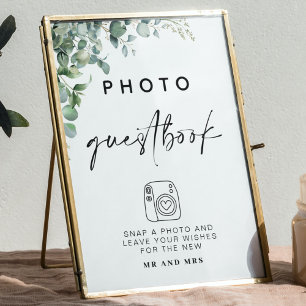 Eucalyptus Photo Guestbook   Modern Bröllop-signal Poster