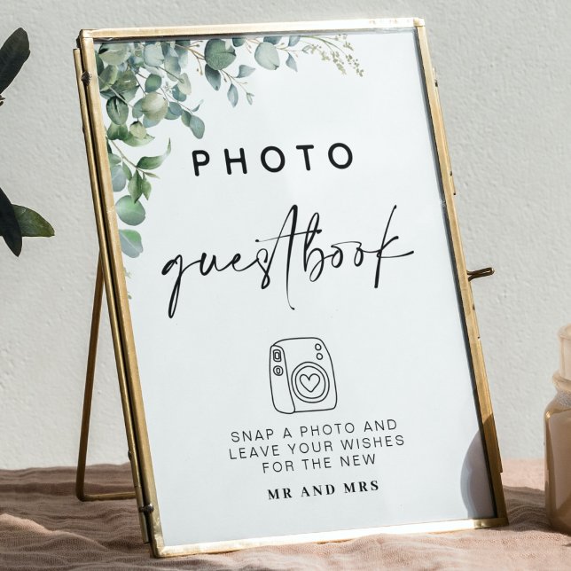 Eucalyptus Photo Guestbook | Modern Bröllop-signal Poster (Skapare uppladdad)