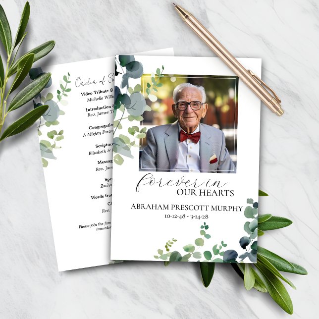 Eucalyptus Photo Memorial Funeral Program (Skapare uppladdad)