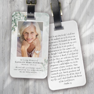 Eucalyptus Photo Memorial Prayer Bagagebricka