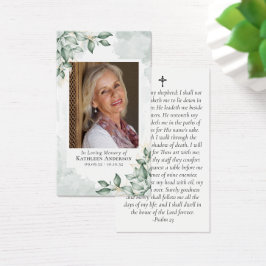 Eucalyptus Photo Memorial Prayer Card Visitkort