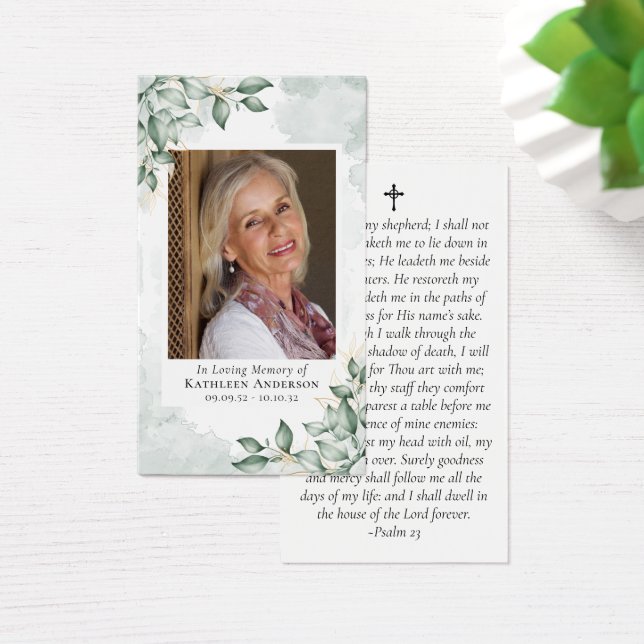 Eucalyptus Photo Memorial Prayer Card Visitkort (Skivbord)