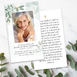 Eucalyptus Photo Memorial Prayer Card Visitkort