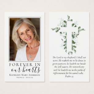 Eucalyptus Photo Memorial Prayer Card Visitkort