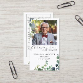 Eucalyptus Photo Memorial Prayer Card Visitkort