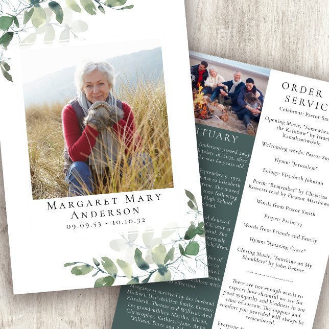 Eucalyptus Photo Memorial Service Program (Skapare uppladdad)
