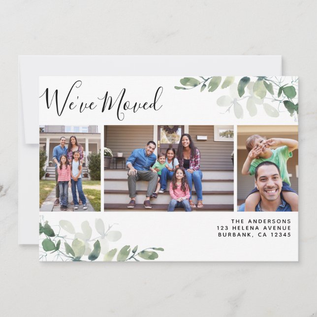 Eucalyptus Photo Vi har flyttat Byte av Adress Meddelande (Framsida)