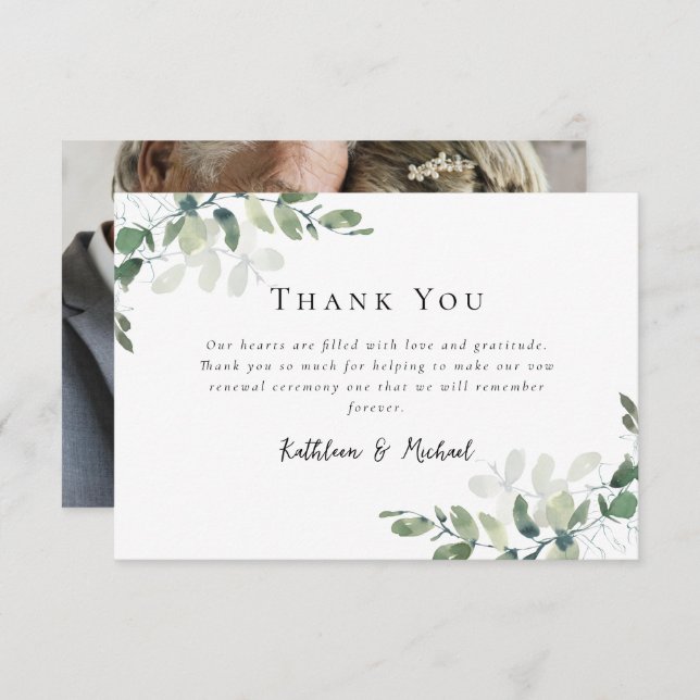 Eucalyptus Photo Vow Renewal Tack Kort (Fram/baksida)