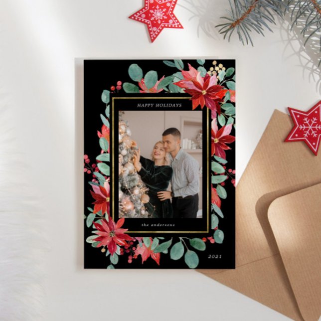 Eucalyptus Poisenttia Blommigt Photo Helgdag Card Julkort (Skapare uppladdad)