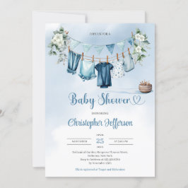 Eucalyptus pojke, babybabydusch för kläder inbjudningar