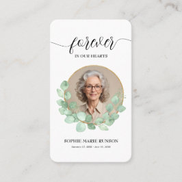 Eucalyptus Prayer Card för evigt i våra hjärtan Visitkort