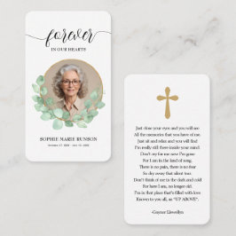 Eucalyptus Prayer Card för evigt i våra hjärtan Visitkort