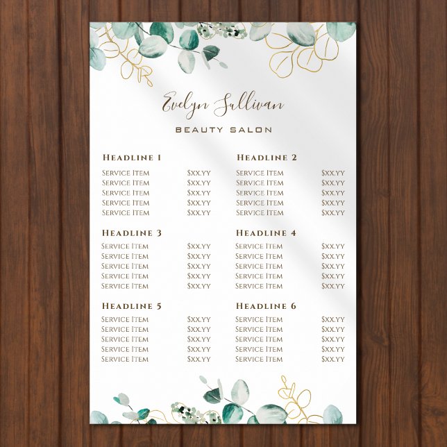 Eucalyptus Pris List Poster (Skapare uppladdad)