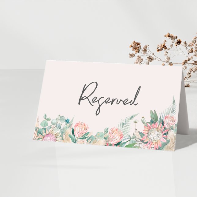 Eucalyptus Protea Pampas Wedding Table Number Placeringskort (Skapare uppladdad)