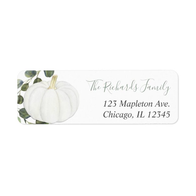 Eucalyptus pumkin greeneri modern fall returadress etikett (Framsidan)