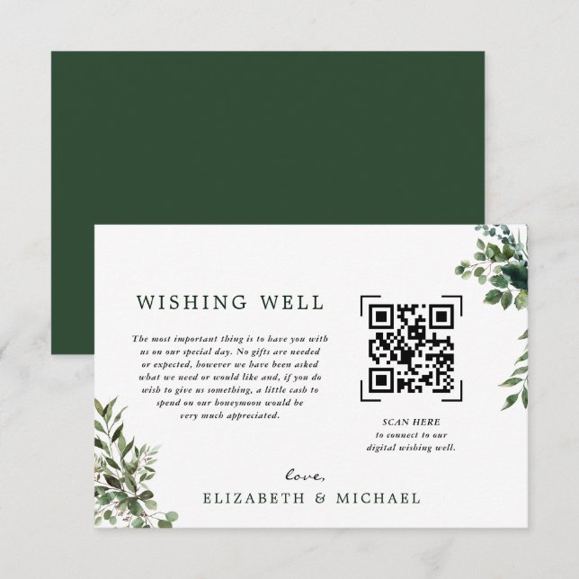 Eucalyptus | QR-kodskanning av Bröllop Wishing-käl Inbjudningar (Fram/baksida)