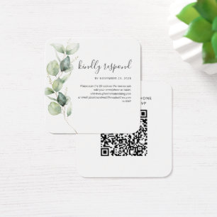 Eucalyptus QR OSA Bröllop Webbplatshölje för kod Fyrkantigt Visitkort