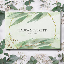 Eucalyptus Ram Grönt Guld Foliage Bröllop Gästböcker