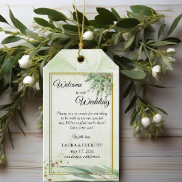Eucalyptus Ram Grönt Guld Foliage Bröllop Presentetikett