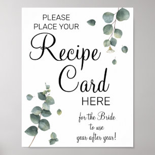 Eucalyptus Recipe Cards möhippa-spelskylt Poster