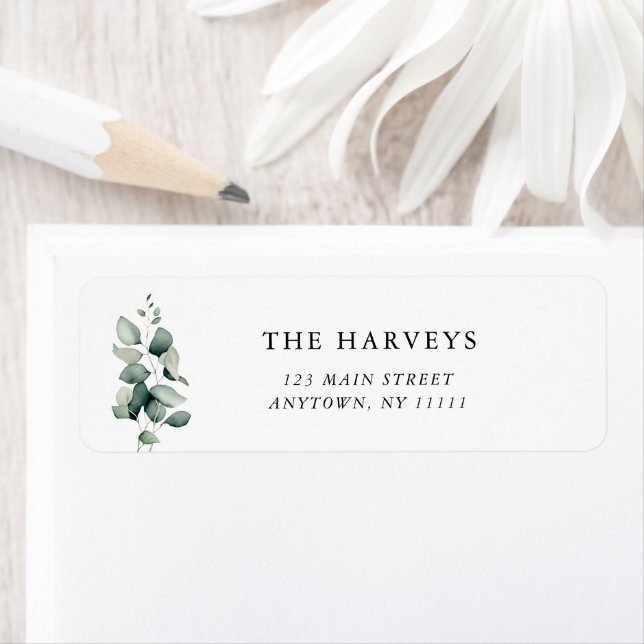 Eucalyptus Returadressetikett för vattenfärg Returadress Etikett (Insitu)