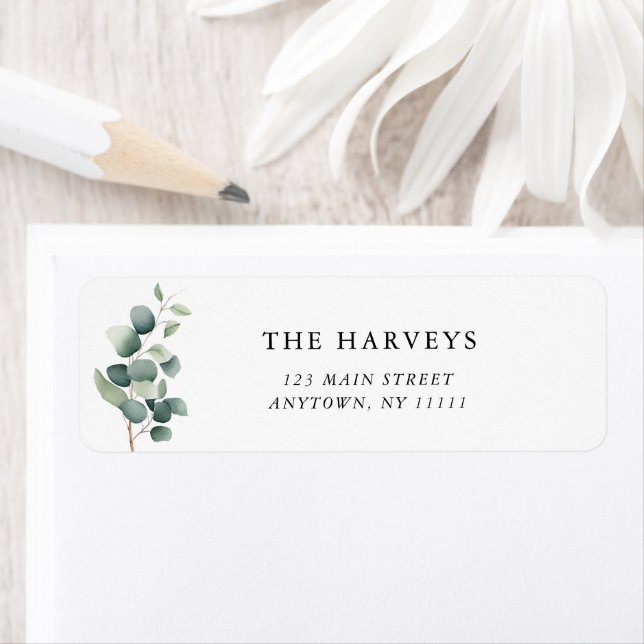 Eucalyptus Returadressetikett för vattenfärg Returadress Etikett (Insitu)