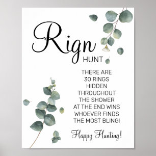 Eucalyptus Ring Ring bröllopsdusch spelskylt Poster