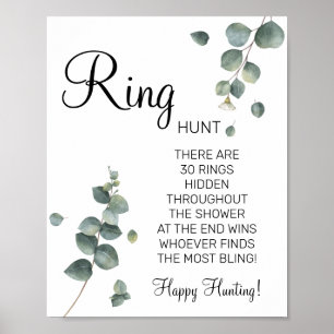Eucalyptus Ring Ring bröllopsdusch spelskylt Poster