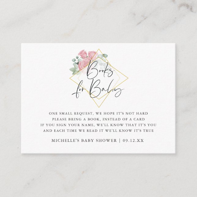 Eucalyptus Ro Geometric Baby Shower Bok-begäran Tilläggskort (Framsida)