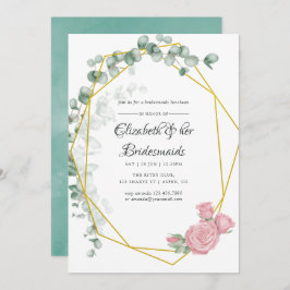 Eucalyptus Ro Geometric Bridesmaids Luncheon Inbjudningar