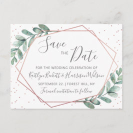 Eucalyptus Ro Guld Geometric Save Date Meddelande Vykort