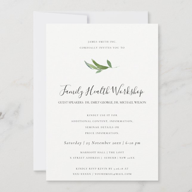 EUCALYPTUS  RO KRAFT BLACK WORKSHOP EVENT INBJUDNINGAR (Framsida)