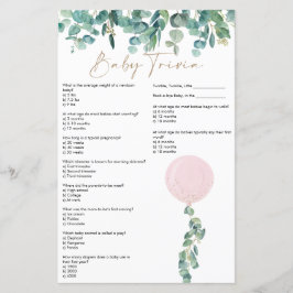 Eucalyptus Rosa Balloon Baby Shower Baby Trivia