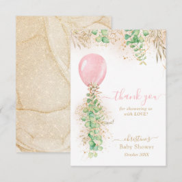 Eucalyptus Rosa Balloon Baby Shower - tack för dit Kort