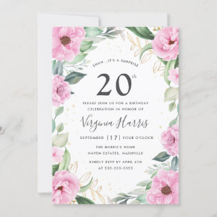 Eucalyptus Rosa Blommigt 220:e födelsedagen Inbjudningar