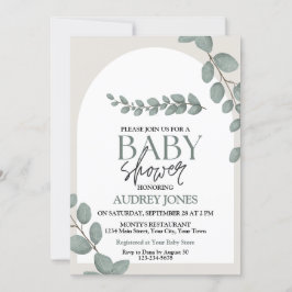 Eucalyptus Rustic Blommigt Baby Shower Inbjudningar