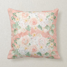 Eucalyptus Rustic Blommigt Grönt Peach Kudde