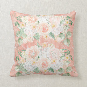 Eucalyptus Rustic Blommigt Grönt Peach Kudde