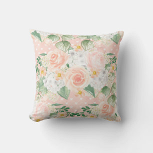Eucalyptus Rustic Blommigt Peach Grönt Dekorativ k Kudde