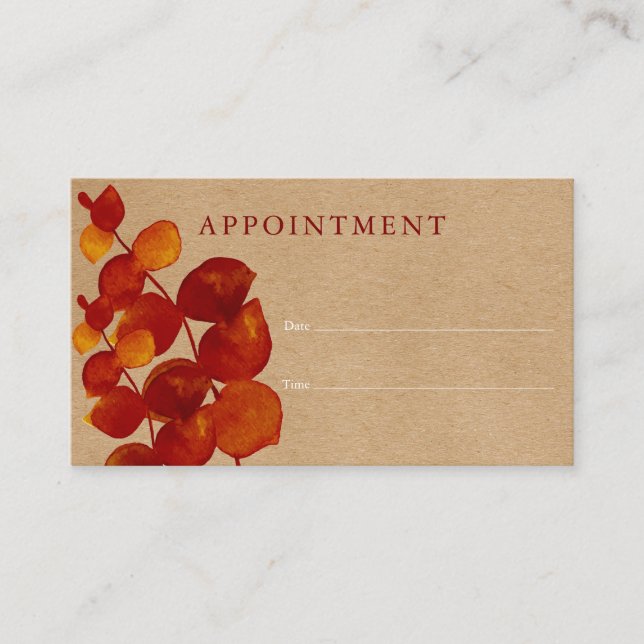 Eucalyptus Rustic Customer Appointation Card Visitkort (Framsida)