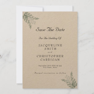 Eucalyptus Rustic Eco Friendly Save Date Inbjudningar