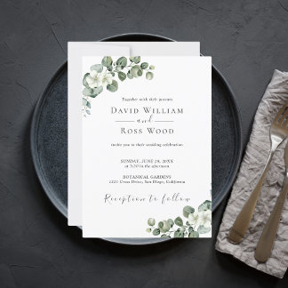 Eucalyptus Rustic Greenery Bröllop Inbjudningar