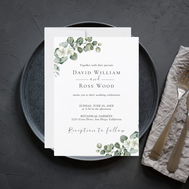 Eucalyptus Rustic Greenery Bröllop Inbjudningar (Eucalyptus Rustic Greenery Wedding Invitation
)