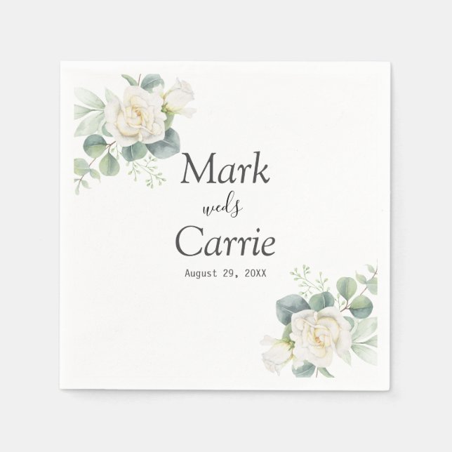 Eucalyptus Rustic Greenery Bröllop Pappersservett (Framsidan)