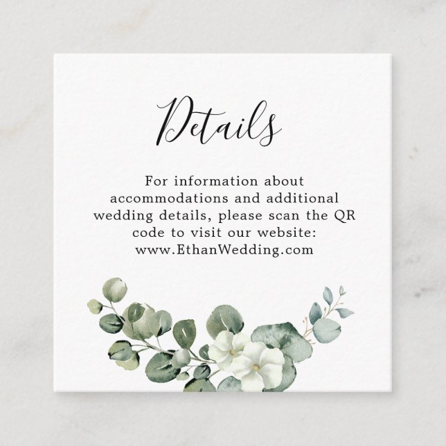 Eucalyptus Rustic Greenery Bröllop Tilläggskort (Framsida)