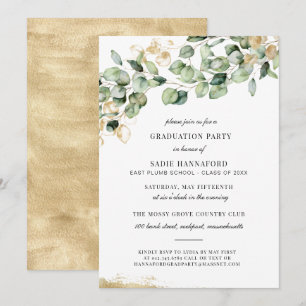 Eucalyptus Rustic Guld Botanical Studenten Inbjudningar